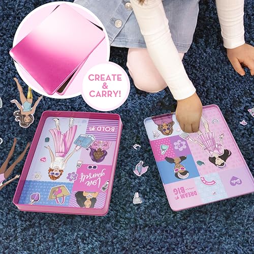 Barbie D.I.Y. Magnetic Play Set, 75 Pieces, 3 Magnetic Dolls, Crafts for Kids Ages 4-8, 4 Year Old Girl Birthday Gifts, Girl Toys, Cute Travel Toy, Fun Airplane Activities, Pretend Play for Girls - color: Barbie