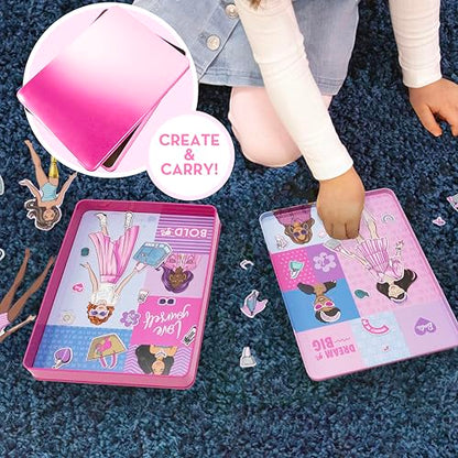Barbie D.I.Y. Magnetic Play Set, 75 Pieces, 3 Magnetic Dolls, Crafts for Kids Ages 4-8, 4 Year Old Girl Birthday Gifts, Girl Toys, Cute Travel Toy, Fun Airplane Activities, Pretend Play for Girls - color: Barbie