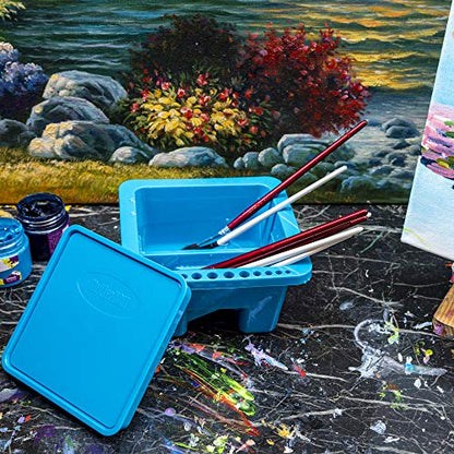 MyLifeUNIT Paint Brush Cleaner, Paint Brush Holder and Organizers for Acrylic, Watercolor, and Water-Based Paints (Blue) - color: Blue