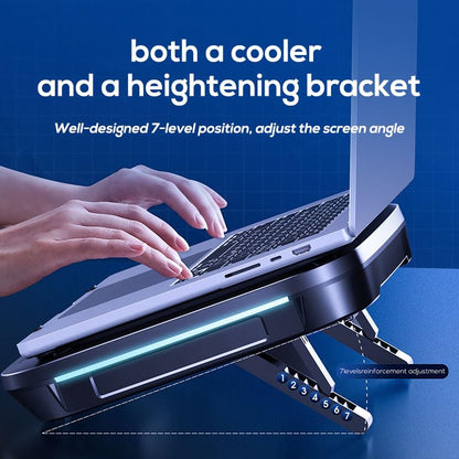 Gaming Laptop Cooler Turbo Fan Stand Compressed Air-Cooling Pad for Notebook 14-18” Advanced Seal Foam Heat Dissipation with RGB Lighting, 7-Level Adjustment, Dust Protection - Conquer Lag, Stay Cool