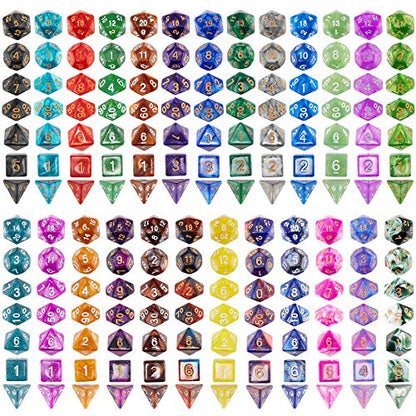 DND Dice Set, 25 X 7 Polyhedral Dice (175 Pieces) with Storage Pouch | Dungeons and Dragons D&D RPG MTG Table Game D4 D6 D8 D10 D% D12 D20 - color: 25sets-175pcs