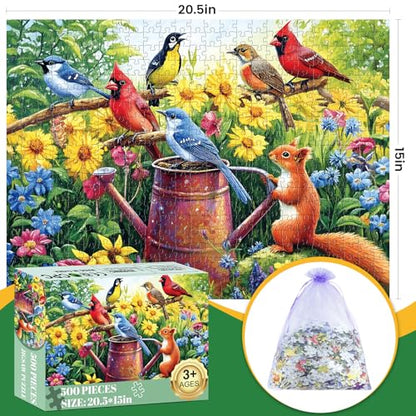 500 Piece Puzzles for Adults, Flowers Garden Puzzles, Birds Squirrels Jigsaw Puzzles 500 Pieces, Challenging Jigsaw Puzzles, Great for Birthday Party Gathering, Finished Size is 20.5 x 15 in - style: Bird