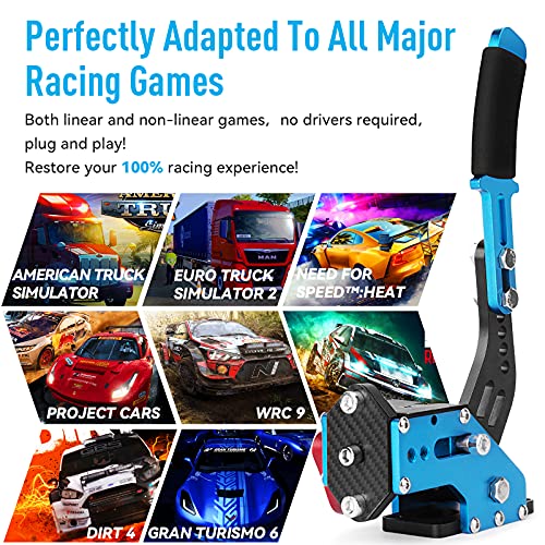 aikeec 64 Bit USB Handbrake with Clamp for PC Windows Sim Racing Games G25 G27 G29 T500 FANATECOSW Dirt Rally with Handle Grip - color: blue, size: with clamp