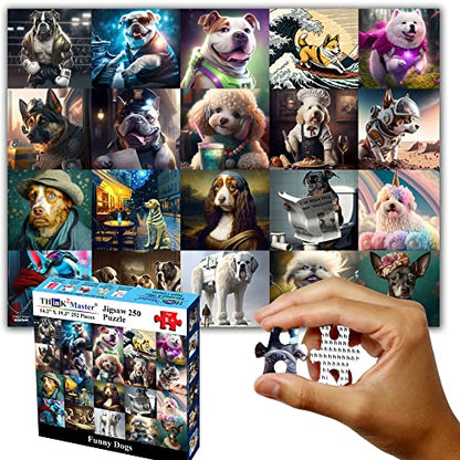 Think2Master Funny Dogs 250 Pieces Jigsaw Puzzle Featuring heartwarming Puppies and Dogs. Puzzle for Adults, Teens & Families. Great Gift. Size: 14.2” X 19.3” - style: Funny Dogs