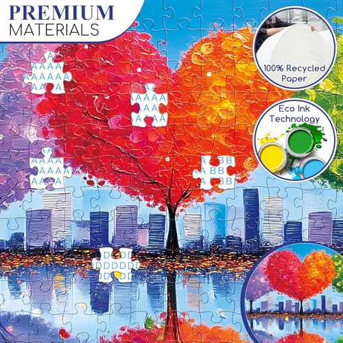 300 Piece Puzzles for Adults,Tree of Love Puzzle for Adults Kids Seniors,Large Piece Fun Puzzle for Kids Ages 8-10 10-12,Challenging Trees of Nature Seasons Puzzles Perfect for Game Nights,20.5x15 in - style: Tree of Love