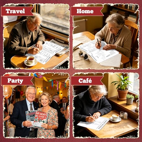 Elfew 4 Pack Large Print Activity Books for Seniors & Adults | 150+ Memory Games, 16 in 1 Puzzle Books, Variety Brain Games: Word Search, Sudoku, Mazes, Crosswords, Gifts for Women & Men