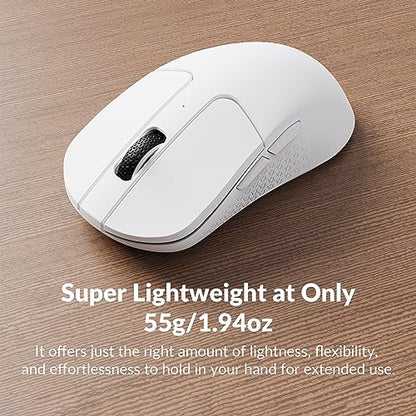 Keychron M3 Mini Wireless Optical Mouse, Bluetooth 5.1/2.4 GHz/Wired Gaming Mouse, Programmable PixArt 3395 Sensor with up to 26,000 DPI/ 650 IPS, Lightweight Ergonomic for Windows Mac Linux - White - color: White, style: PixArt 3395 (1K Polling Rate)