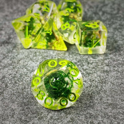 Sage’s Portal Cantrips DND Dice Set - Round Edge Resin 7-PC Polyhedral DND Dice Set for Dungeons and Dragons D&D RPG Tabletop TTRPG (Green Moss) - color: Green Moss