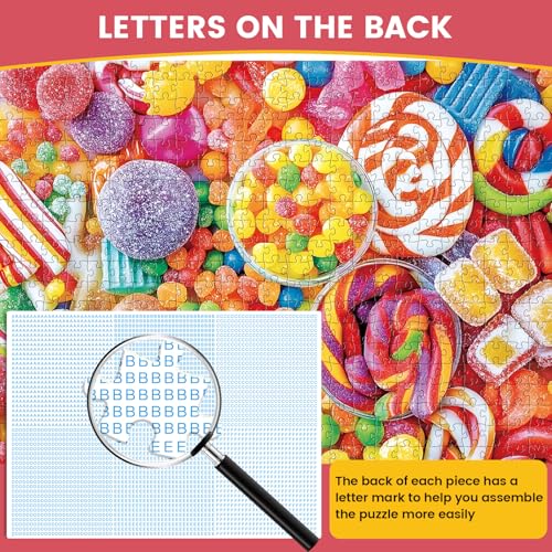 500 Piece Jigsaw Puzzle for Adults-Candy Puzzles, Colorful Candy Adult Puzzle 500 Pieces, Challenging Puzzle for Adults 500 Pieces, House Party Games, Best Gift for Mom, Dad, Family and Friends - style: Candy