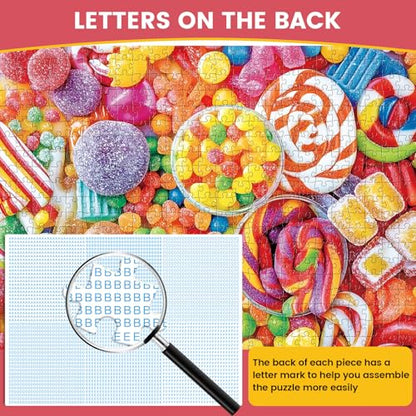 500 Piece Jigsaw Puzzle for Adults-Candy Puzzles, Colorful Candy Adult Puzzle 500 Pieces, Challenging Puzzle for Adults 500 Pieces, House Party Games, Best Gift for Mom, Dad, Family and Friends - style: Candy