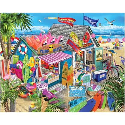 White Mountain 1000 Piece Jigsaw Puzzle Summer Beach Shop, Surf Shack | Large Pieces, Gift for Adults and Family, 24"x30" in