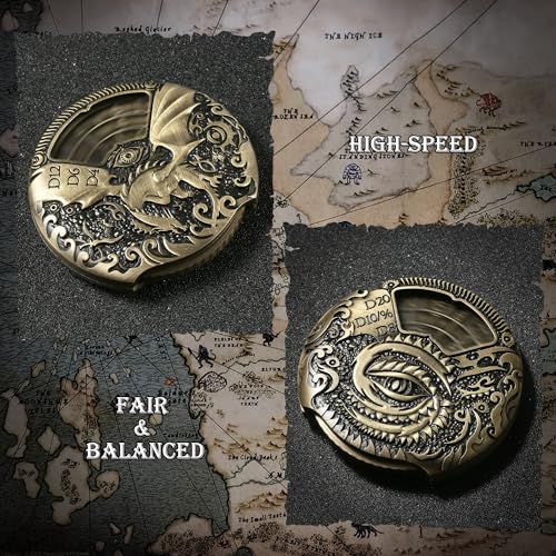 Spinner DND Dice DNDND 7-in-1 Spinner Metal D&D Dice Set with Gorgeous Gift Box for Dungeons and Dragon and Tabletop Game (Brass) - color: Dragon Brass