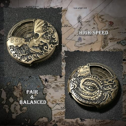Spinner DND Dice DNDND 7-in-1 Spinner Metal D&D Dice Set with Gorgeous Gift Box for Dungeons and Dragon and Tabletop Game (Brass) - color: Dragon Brass