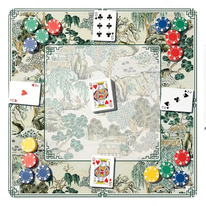 UTELKA Green Mahjong Mat, Chinoiserie Mahjong Mats for Table Cover 31.5 in | Green Oriental Mahjong Pad, Japanese Mahjong Game Pad, Noise Dampening Mahjong Mat, Supplies for Poker, Card, Board, - color: Green Chinoiserie