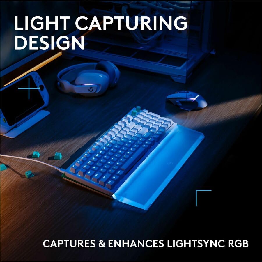 Logitech G512 X Palm Rest 98 | Compatible only with G512 X 98 keyboards, Semi-Transparent Opaque Acrylic Wrist Rest, RGB Amplifying Diffuser Design - size: 98 percent