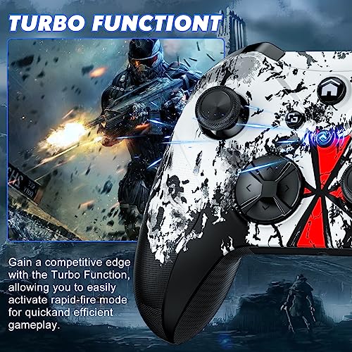 Xexvyrin Wireless for X-Box Controller, Compatible with X-box One X|S, Series PC, Special Edition Custom Controller 6-Axis Motion Control/3.5mm Audio Jack/Dual Vibration/Macro Function/Turbo（White）