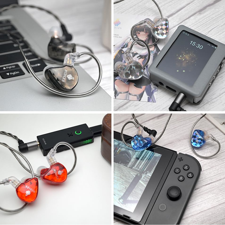 Hidizs MS1 Galaxy IEM Gaming Earphones - Dual Magnetic Engine for Immersive Gaming Sound Wired Earbuds/Inline Mic/Detachable 2-Pin Cable, 3.5mm Plug - color: Red, size: No Mic