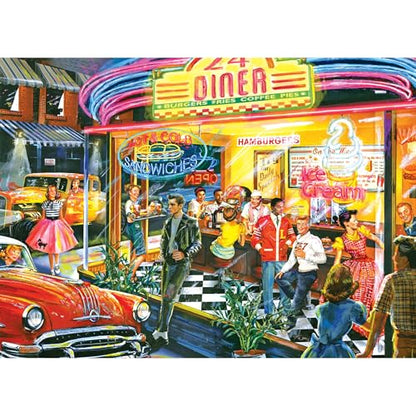 RoseArt - Back to The Past - in and Out Diner - 1000 Piece Jigsaw Puzzle for Adults - style: In and Out Diner