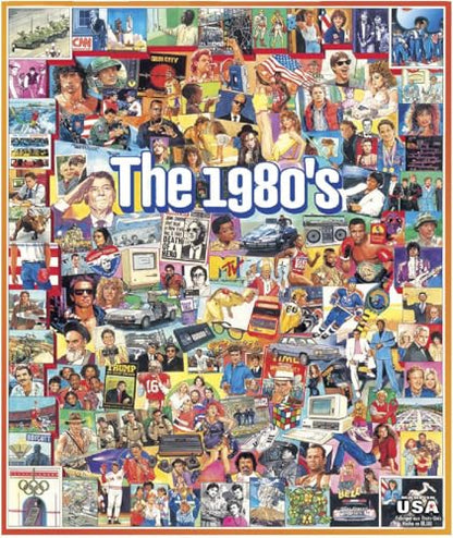 White Mountain 1000 Piece Jigsaw Puzzle Nostolgic 1980s Icon, The Eighties | Large Pieces, Gift for Adults and Family, 24"x30" in, Collage