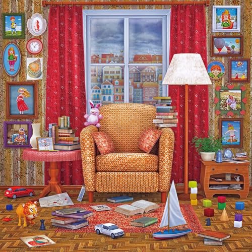 Puzzles for Adults 1024 Pieces, Cozy Vintage Playroom Jigsaw Puzzle with 1:1 HD Poster, Perfect Interlocking No Dust, Stress Relief Ideal Gift for Family Games - color: Cozy Vintage Playroom
