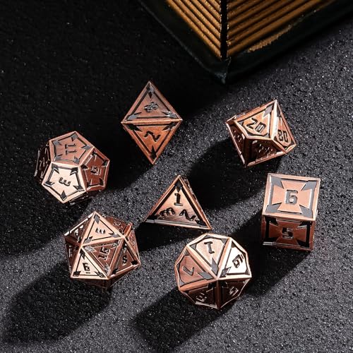 UDIXI Metal Dice Set D&D Heavy Metallic DND Dice for Tabletop Game (Copper) | 7-Pieces, Lozenge Pattern, Zinc Alloy Material, Gorgeous Gift Case, DM Gift, for Dungeons and Dragons Role Playing Games - color: Ancient Copper