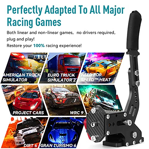aikeec 64 Bit USB Handbrake with Clamp for PC Windows Sim Racing Games G25 G27 G29 T500 FANATECOSW Dirt Rally with Handle Grip - color: black, size: with clamp