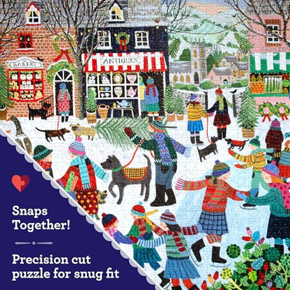 eeBoo Christmas in The Square 1000 Piece Square Jigsaw Puzzle, 23" x 23" | Double coated, sturdy & dust free pieces with a satisfying snap. Includes full color reference insert. Vibrant, original art - style: Christmas in the Square