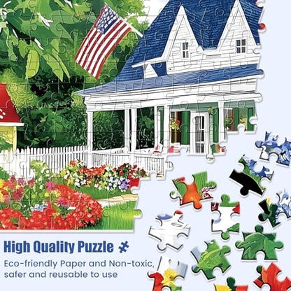 1000 Piece Puzzle for Adults, Beautiful Garden Scene Puzzles, Birds and Flowers Jigsaw Puzzles 1000 Pieces,Fun Landscape Puzzle for Adults Kids Seniors,Challenging Family Game Great Gift Idea,28*20 in - style: Garden Scene