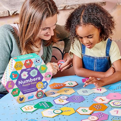 Eeboo Numbers Hexagon Pairs Puzzle, 1 EA - style: Numbers