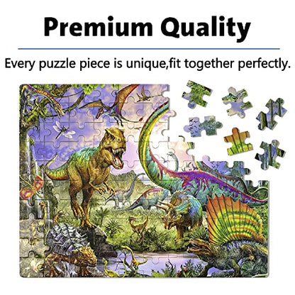 LELEMON Puzzles for Kids Ages 4-6,100 Piece Puzzles for Kids in Metal Box | Dinosaur Educational Kids Puzzles Jigsaw Puzzles,Children 100 Piece Puzzle Games Puzzle Toys for Girls and Boys - color: Dinosaur