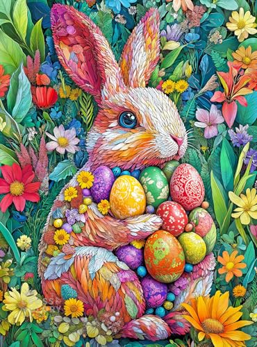 Cross & Glory | 1000 Piece Puzzle for Adults | The Easter Garden Bunny | Egg Rabbit & Botanical Spring Puzzle | Satin Finish | Easter Puzzles for Adults 1000 Pieces Ages 14+ - color: The Easter Garden Bunny