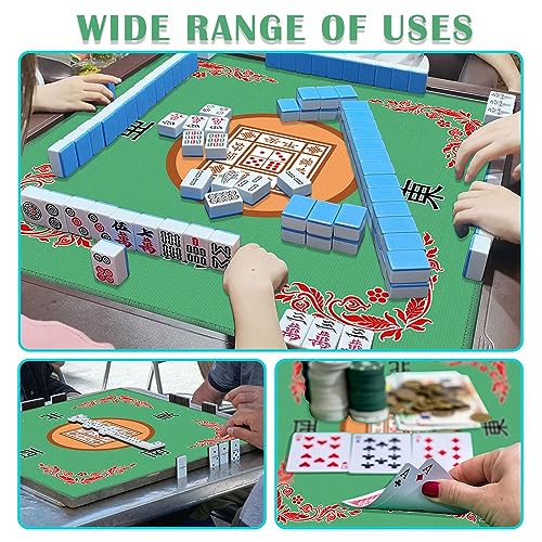Mahjong Mat, Mahjong Table Mat for Tile Game, 31.5 in x 31.5 in Anti Slip and Noise Reduction Table Cover for Poker Card Board and Dominoes(Green) - color: C-green