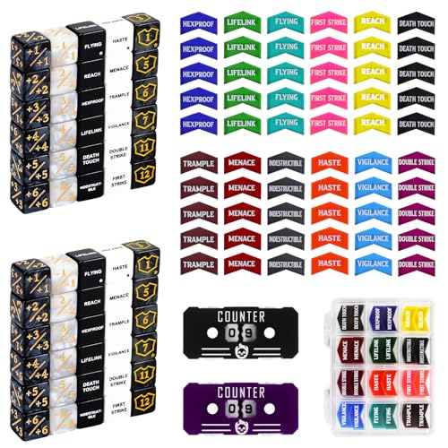 122PCS MTG Keyword Tokens & Dice & Life Counter Set for MTG Accessories, Health Tracker Life Counter Bulk Ability MTG Dice Set, Compatible with TCG CCG Magic Card Gaming Accessories - color: A Color-122pcs