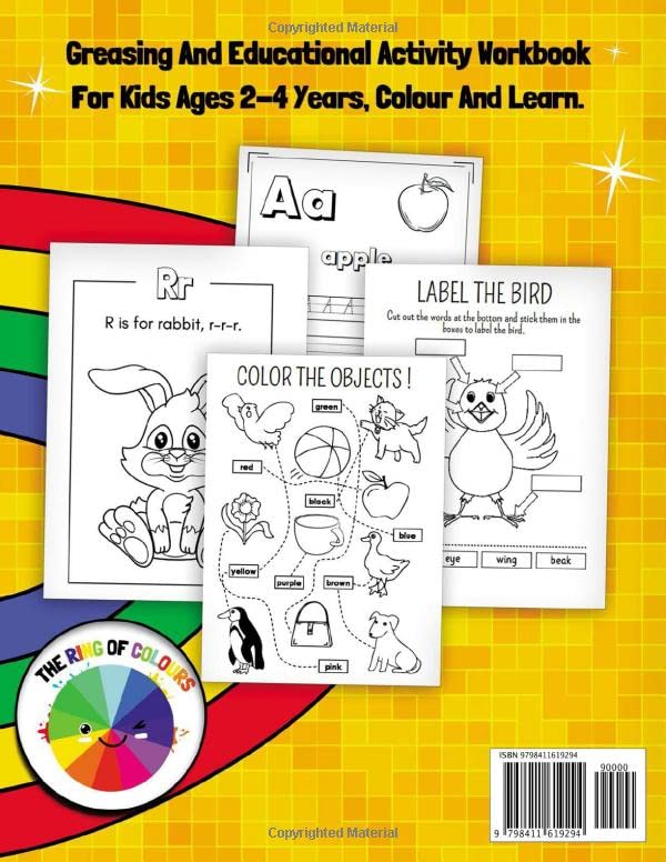 My Big Fun Coloring Book For Toddlers With Learning Animals, Letters, Numbers, Shapes, Colours: Greasing And Educational Activity Workbook For Kids Ages 2-4 Years, Colour And Learn.