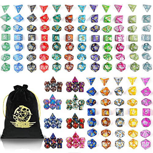 DND Dice Set, 25 X 7 Polyhedral Dice (175 Pieces) with Storage Pouch | Dungeons and Dragons D&D RPG MTG Table Game D4 D6 D8 D10 D% D12 D20 - color: 25sets-175pcs