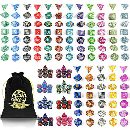 DND Dice Set, 25 X 7 Polyhedral Dice (175 Pieces) with Storage Pouch | Dungeons and Dragons D&D RPG MTG Table Game D4 D6 D8 D10 D% D12 D20 - color: 25sets-175pcs
