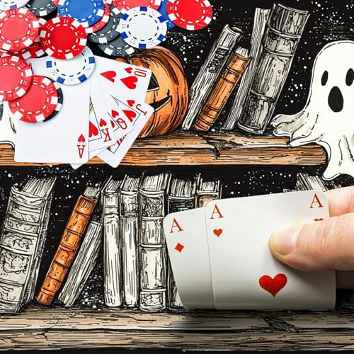 Bookshelves and Pumpkin for MTG & TCG Playmat Mouse Pad,BFDHGQZC 24" x 14" Game Mat for MTG/RPG/CCG Trading Card Game Playmats Table Mat Perfect for Card Games Video Games Computer Office - color: Bookshelves and Pumpkin