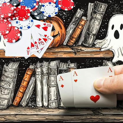 Bookshelves and Pumpkin for MTG & TCG Playmat Mouse Pad,BFDHGQZC 24" x 14" Game Mat for MTG/RPG/CCG Trading Card Game Playmats Table Mat Perfect for Card Games Video Games Computer Office - color: Bookshelves and Pumpkin
