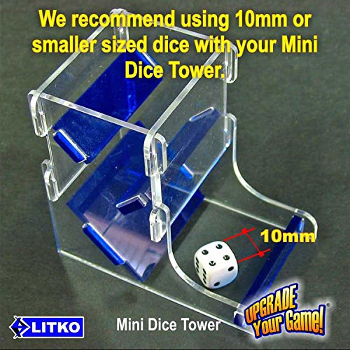 LITKO Mini Dice Tower | Fits 10mm & 12mm Dice | Rolls 10mm & 12mm mini dice — not 16mm+ | Collapsible flat-pack | Tool-free assembly | Catch tray | One kit - color: Translucent Green & Clear