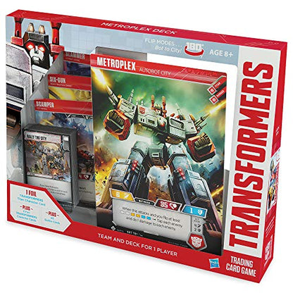 Transformers TCG Metroplex Deck | Foil Titan-Sized Character Card | 44 Cards Incl. Scamper, Six Gun, Slammer
