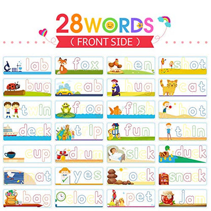 KMUYSL Learning Toys for 3 4 5 6 Years Old Boys and Girls - See & Spell CVC Word Builders with Alphabet Cards for Kids, Preschool Learning Activities Toys, Idea Birthday Gifts for Age 3-5 4-6 Kids