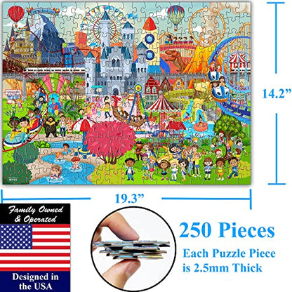 Think2Master Amusement Park 250 Pieces Jigsaw Puzzle. Great Gift. Large Pieces. Size: 14.2” X 19.3” - style: Amusement Park
