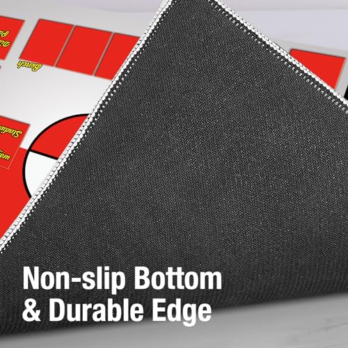 Biouai Playmat for Trading Card Game - Stitched Play Mat with Tube for Card Gameplay with Zones, 2 Player Trainer Game Playing Mats (Red-1) - color: Red-1