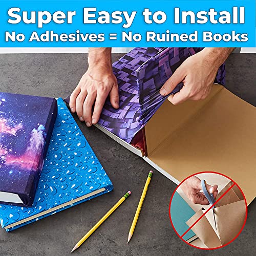 Easy Apply, Reusable Book Covers 4 Pk. Best Jumbo 9x11 Textbook Jacket for Back to School. Stretchable to Fit Most Medium Hardcover Books. Perfect Fun, Washable Designs for Girls, Boys, Kids and Teens - color: Pink, White, Maroon, Yellow