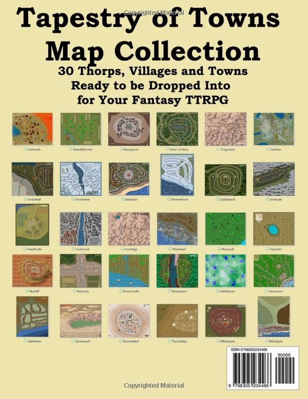 Tapestry of Towns: A Game Master's Compendium of 30 Community Settings for Your TTRPG with Maps (Game Master Campaign Settings)
