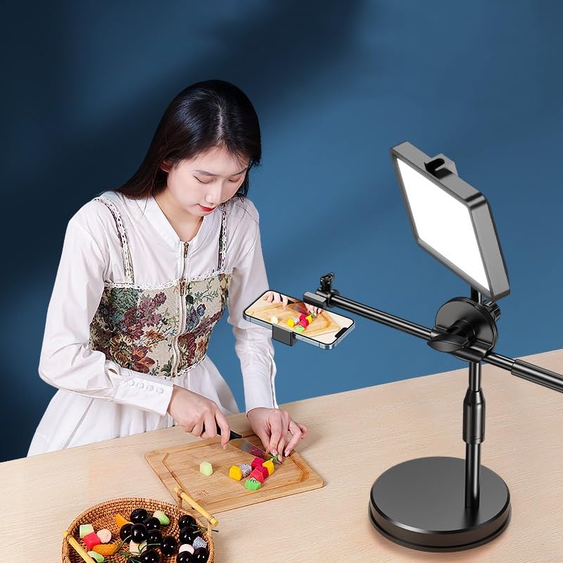 LED Desktop Fill Light Mobile Phone Holder RGB Selfie Overhead Live Broadcast Telescopic Floor Tripod