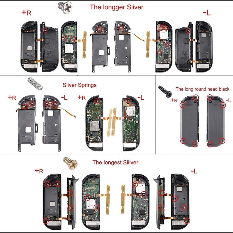 eXtremeRate DIY Full Set Buttons for Nintendo Switch & Switch OLED, Custom Replacement Buttons for JoyCon, ABXY Direction Keys SR SL L R ZR ZL + - Home Capture Trigger Buttons Springs - Black - color: Black
