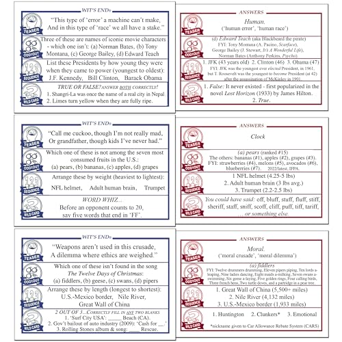 Wit's End — A Smart, Mind-Bending Trivia & Brain Teaser Game that Will Challenge Your Wits & Knowledge — Adult & Family Night Fun