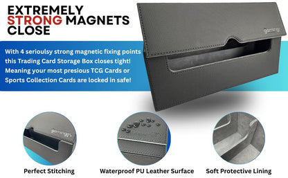 XL Trading Card Storage Box PU Leather Strong Magnetic Closure Commander Deck Case Fits 1800+ Single Sleeved Cards for MTG YuGiOh Pokemon and Sports Cards