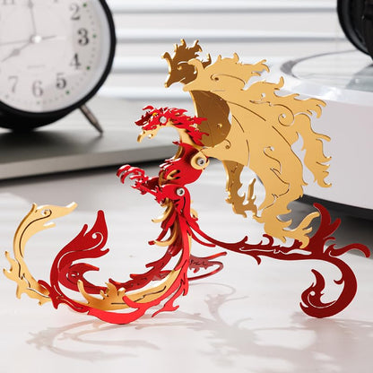 Phoenix 3D Metal Jigsaw Puzzle, Golden-Wings, 28 Pieces | Stainless Steel, DIY Handmade Model Kit, Building Blocks Assembly, Gift for Adult - color: Phoenix Golden-wings